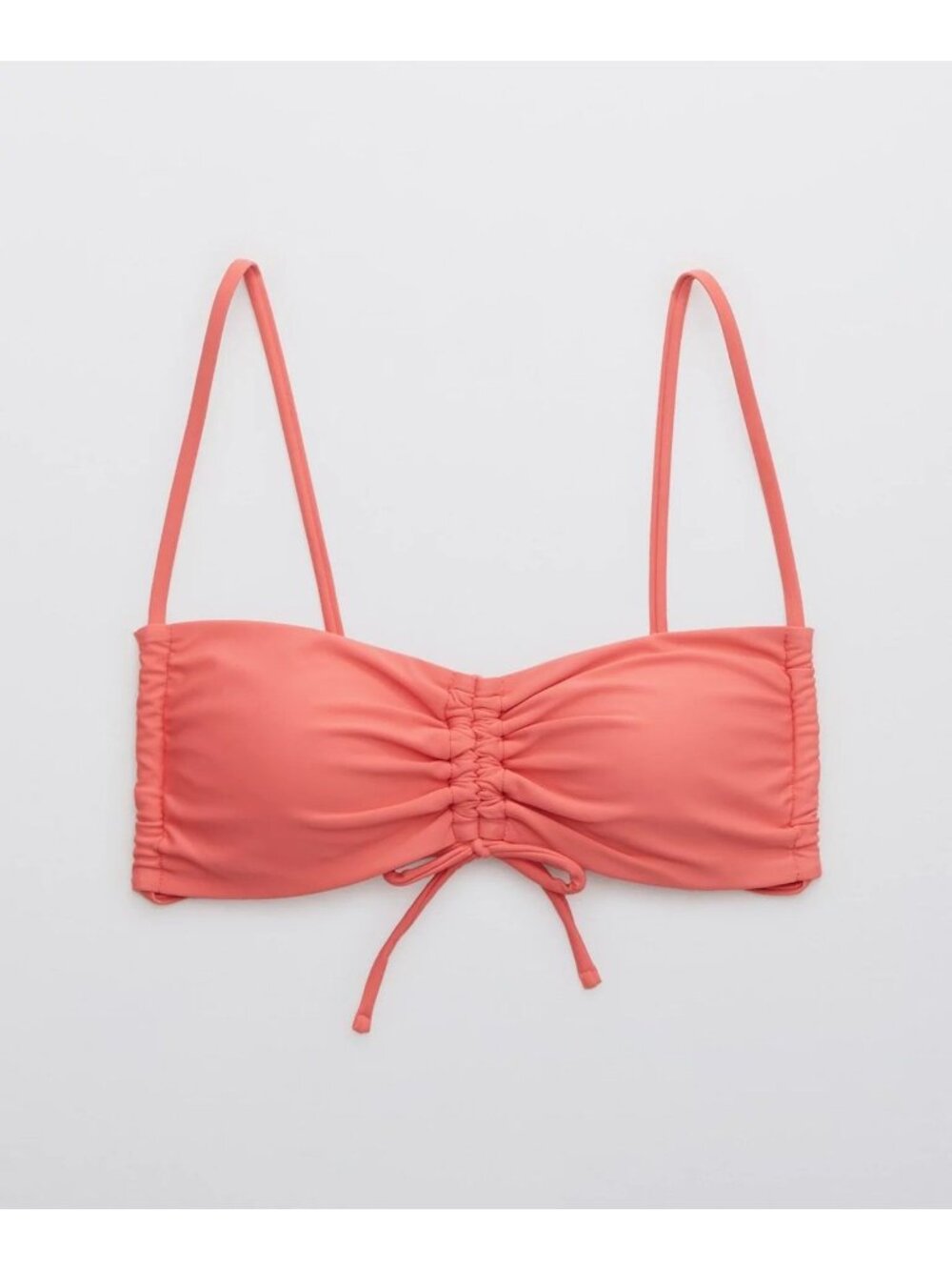 NWT Aerie Pink Coral Bandeau Ruched Bikini Top - Size: Small - Picture 8 of 10